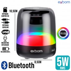 Caixa de Som Bluetooth 5W RGB Cristal CS-Q50BT Exbom - Preta